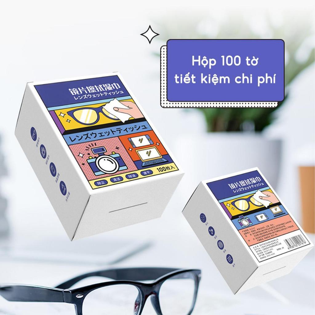 Hộp 100 Khăn lau kính nano JYoohome chống bám hơi nước, Giấy lau kính mắt chống sương mù mồ hôi