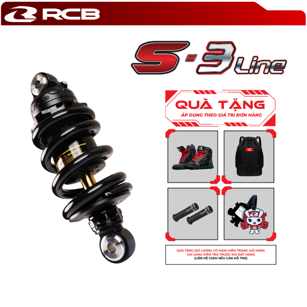 Phuộc Đơn RCB S3 Line – Gắn Ex135/150, Winner X – Giảm Xóc Êm, 25 Mức Chỉnh Cao Cấp