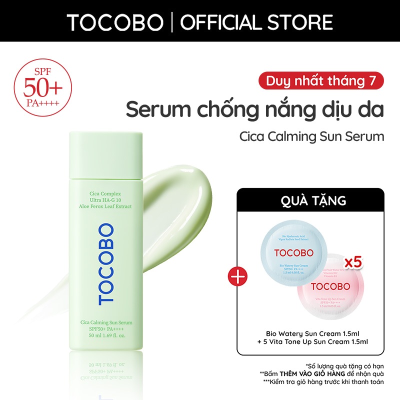 Serum chống nắng dịu da Tocobo Cica Calming Sun Serum 50ml SPF50+ PA++++
