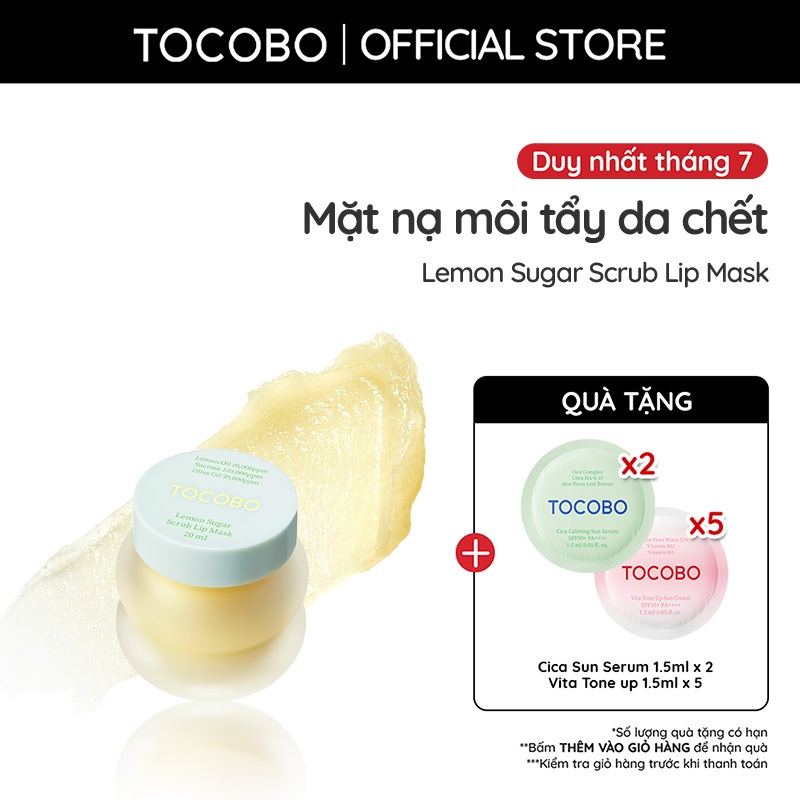 Mặt nạ môi tẩy da chết dịu nhẹ Tocobo Lemon Sugar Scrub Lip Mask 20ml