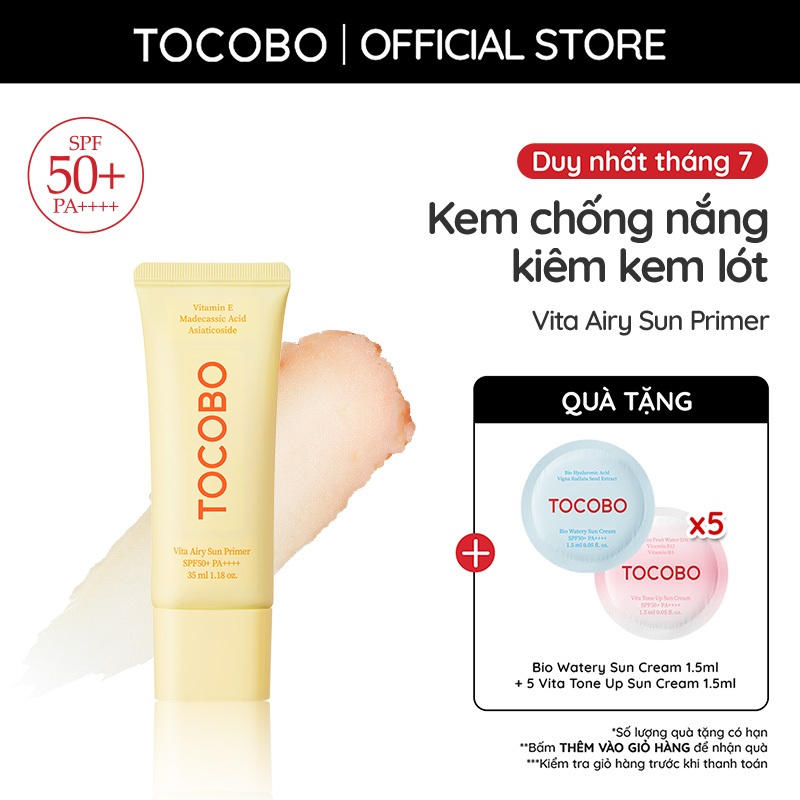 Kem Chống Nắng Kiêm Kem Lót Tocobo Vita Airy Sun Primer SPF50+ PA++++ 35ml