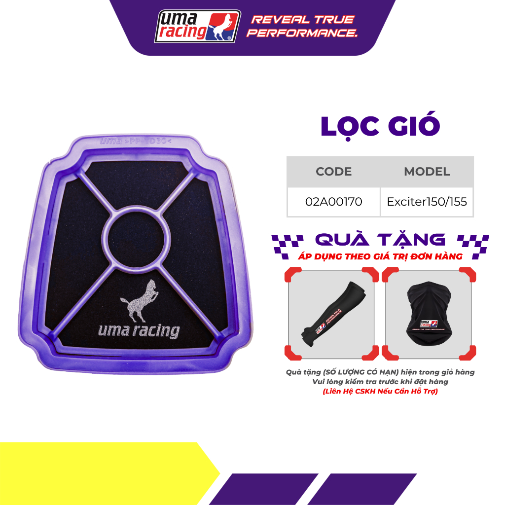 Lọc Gió Xe Máy UMA Racing Dành Cho Yamaha Exciter 150 / 155 – Lấy Gió Cực Mạnh, Tối Ưu Vận Hành