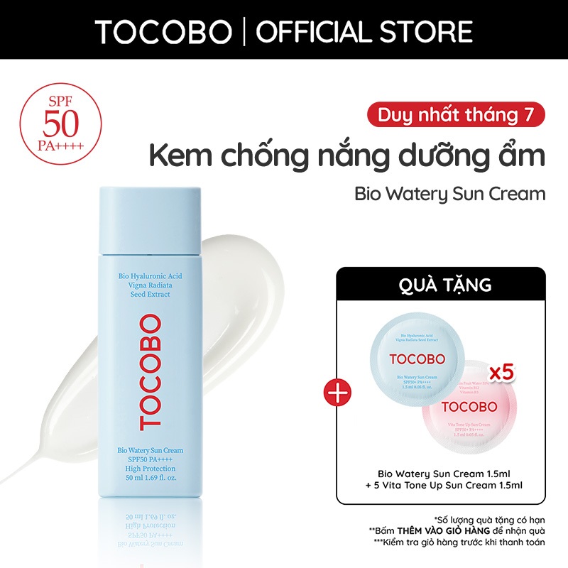 Kem chống nắng dưỡng ẩm Tocobo Bio Watery Sun Cream 50ml SPF50 PA++++