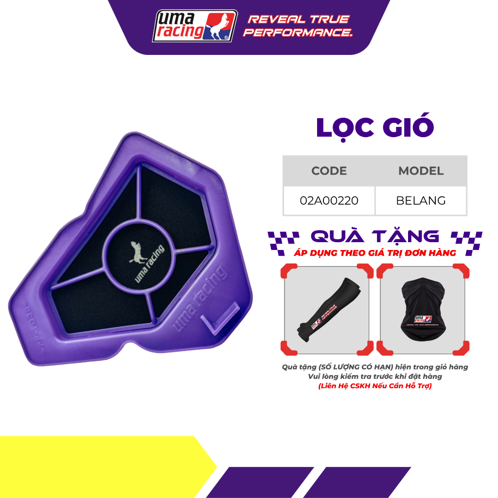 Lọc Gió Mút UMA Racing Cho Suzuki Satria / Raider 150 / Belang – Hỗ Trợ Khí Nạp, Vận Hành Ổn Định