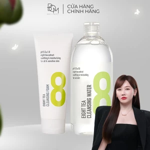 Bộ đôi làm sạch da nước tẩy trang và sữa rửa mặt BOM EIGHT TEA 400ml & 150ml