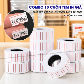 Combo 10 Cuộn Tem Giấy In Giá, Tem Giấy Dán Giá, Tem Ghi Giá Dành Cho Máy Bắn Giá MX500 - 1 Cuộn 500 Tem