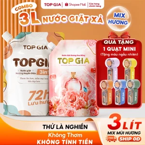Combo 3L Nước Giặt Xả TopGia 3in1 Hương Huyền Diệu Hoa Nắng, Túi 2L,1L