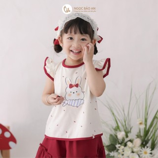 NBAN (6M-6Y) Bộ đồ ngắn bé gái Thỏ Mơ, Set quần áo cotton mềm mát cho bé mặc hè-THOMO8.25