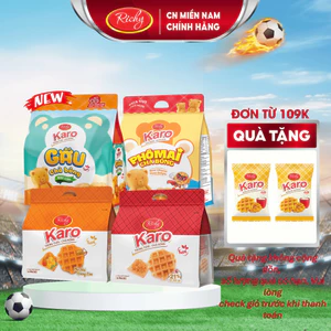 Combo 4 bịch bánh Karo Richy trứng tươi chà bông sợi gà, phô mai hoàng kim, HSD 45 ngày