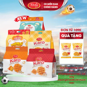 Combo 5 bịch bánh Karo chà bông sợi gà, Bánh ăn sáng, Bánh kẹo Richy, HSD 45 ngày