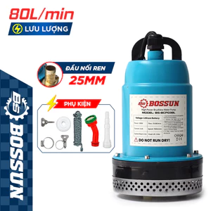 Máy Bơm Chìm Dùng Pin Bossun BS-BCP03BL 21V, Động Cơ Brushless 100W, Bơm Nước Sạch 80L/Phút