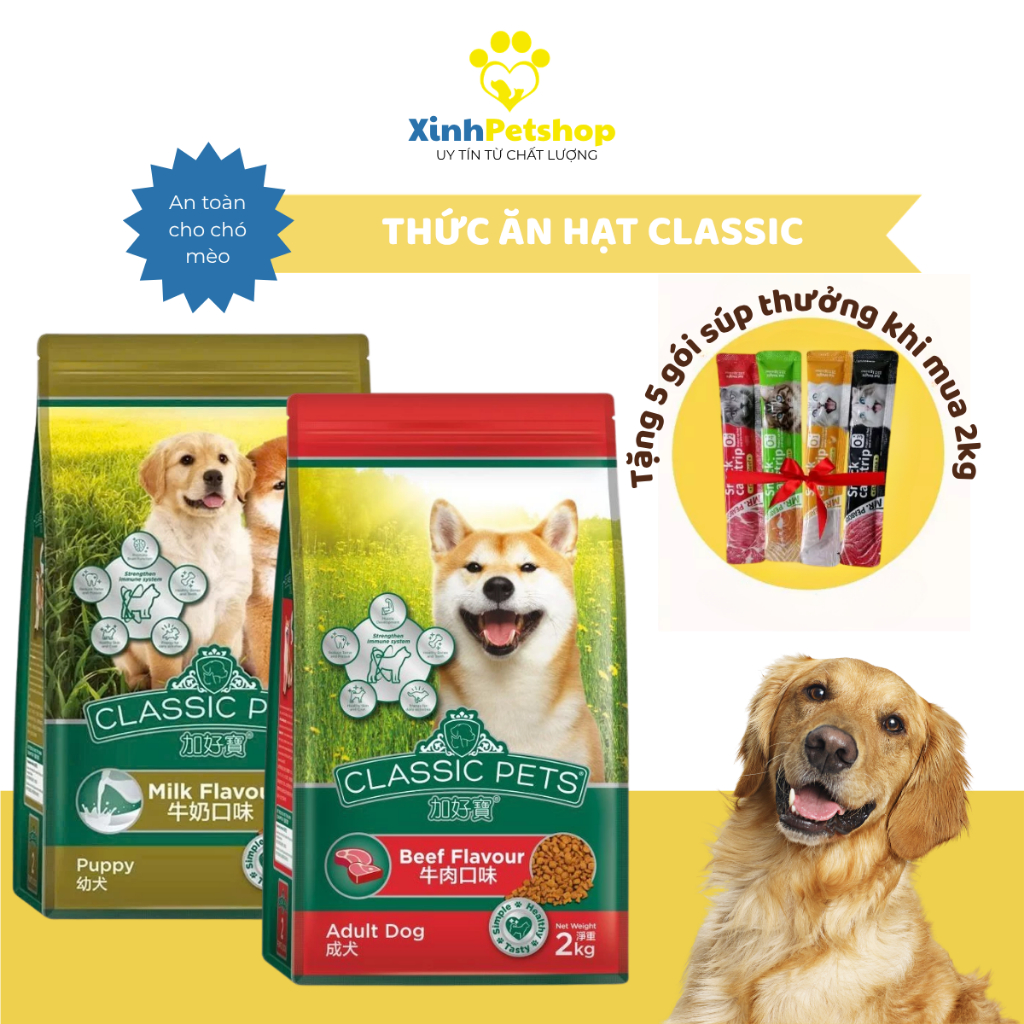 Thức Ăn Dạng Hạt Cho Chó Classic Pets Dog Hương Vị Sữa Túi 2Kg Xuất Xứ Thái Lan