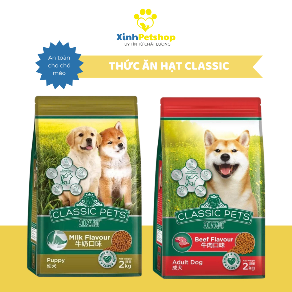 Thức Ăn Dạng Hạt Cho Chó Classic Pets Dog Hương Vị Sữa Túi 2Kg Xuất Xứ Thái Lan