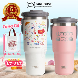 Ly giữ nhiệt cao cấp Tyeso V2, cốc giữ nhiệt thể thao có quai xách Fan House 4 dung tích 600-1200ml