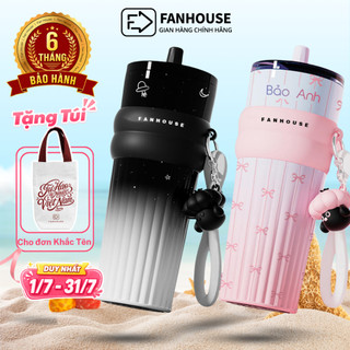 Ly giữ nhiệt 710ml Fan House Côc Candy Ceramic 316L phủ sứ, bình giữ nhiệt 12h khắc tên, in hình