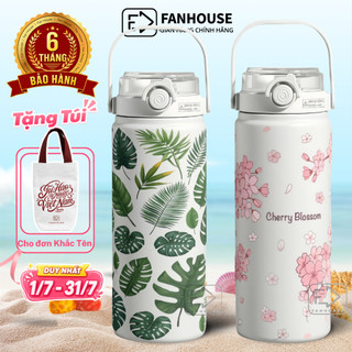 Bình giữ nhiệt 24h Bossy inox 316 bình nước giữ nhiệt Fan House 1200ml khắc tên, có ống hút
