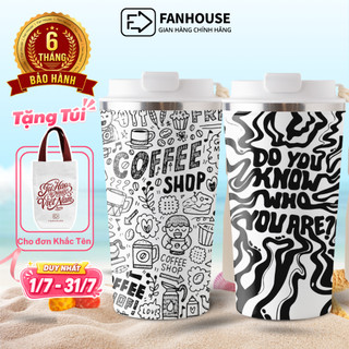 Bình giữ nhiệt Cafe 510ml khắc tên Fan House cốc nước giữ nhiệt 12h inox 304 vỏ chống xước
