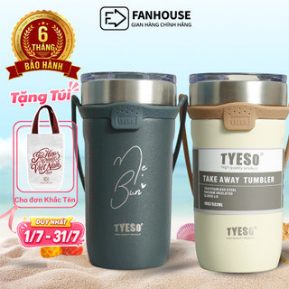 Ly giữ nhiệt Tyeso 550-710m chính hãng, cốc giữ nhiệt Fan House inox 304 có ống hút, vỏ chống xước