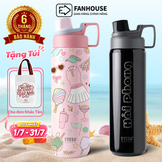 Bình giữ nhiệt TYESO PICKLEBALL  bình nước giữ nhiệt thể thao Fan House 900ml, inox 304 cao cấp