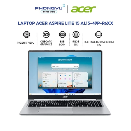 Laptop Acer Aspire Lite 15 AL15-49P-R6XX (Ryzen 5 7430U/ 8GB/ 512GB/ Windows 11 Home SL) -Bảo hành 12 tháng
