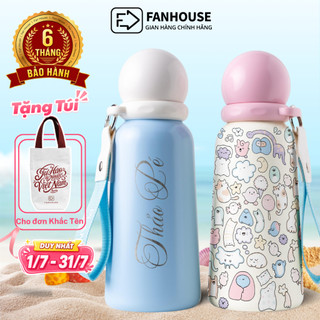 Ly giữ nhiệt Onion Fan House bình nước giữ nhiệt 12h inox 316 khắc tên dung tích 380ml tặng túi