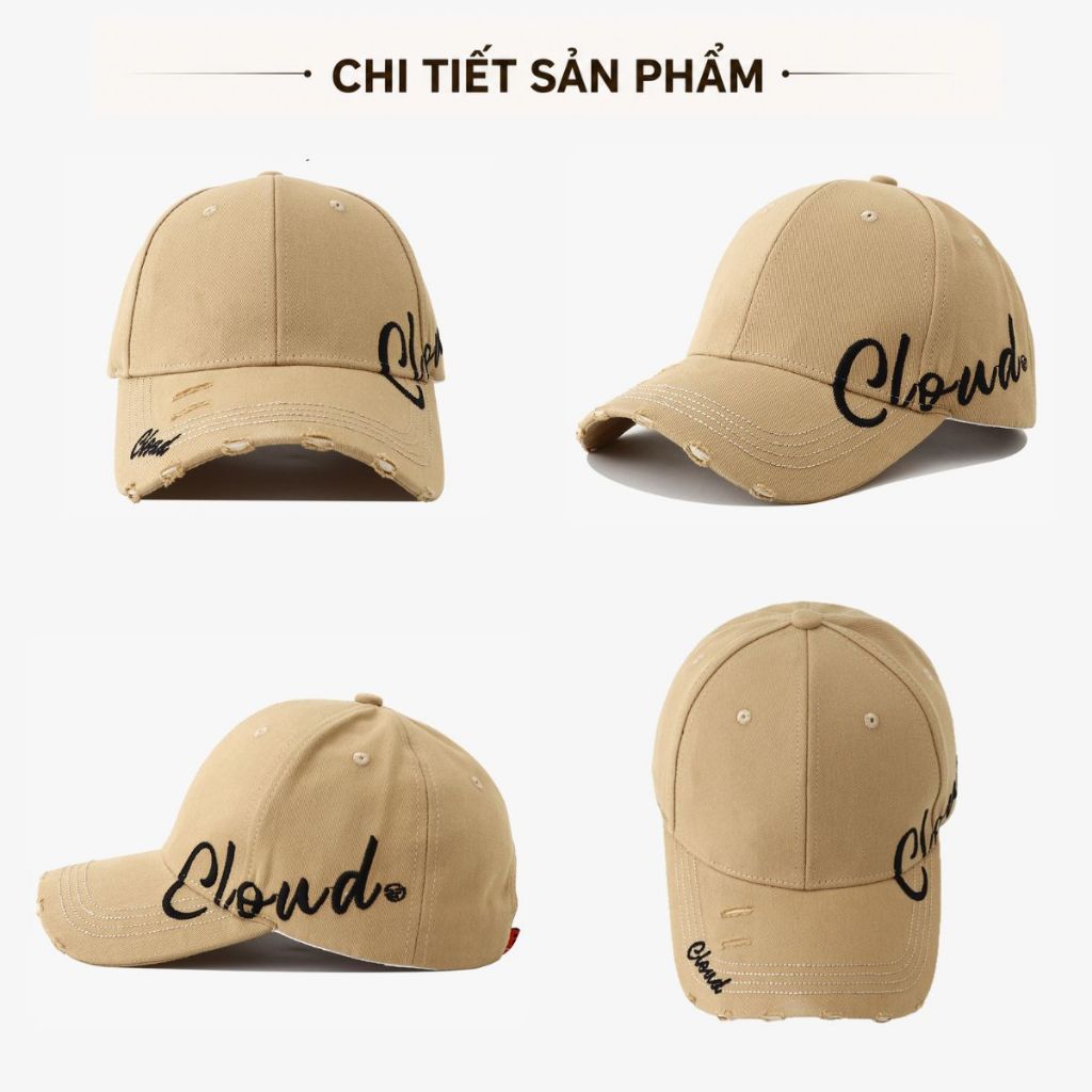 Mũ Lưỡi Trai Nam Nữ Thêu CLOUD Form Chuẩn Vải Kaki Vintage Unisex Nón Kết Thời Trang Form Sâu