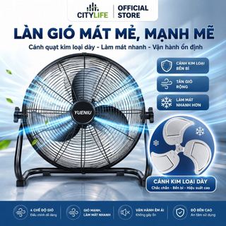 Quạt sàn công nghiệp YUENIU 16 công suất mạnh mẽ 130W, Quạt chân quỳ CAO CẤP 4 tốc độ gió, hoạt động êm ái- BH 12 Tháng