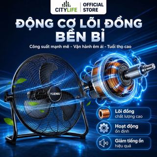 Quạt sàn công nghiệp YUENIU 16 công suất mạnh mẽ 130W, Quạt chân quỳ CAO CẤP 4 tốc độ gió, hoạt động êm ái- BH 12 Tháng