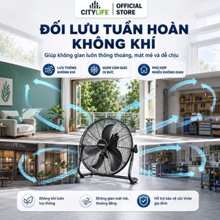 Quạt sàn công nghiệp YUENIU 16 công suất mạnh mẽ 130W, Quạt chân quỳ CAO CẤP 4 tốc độ gió, hoạt động êm ái- BH 12 Tháng