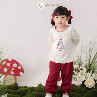 NBAN (6M-6Y) Bộ quần áo tay dài bé gái Thỏ Mơ, thời trang bé gái đáng yêu mặc nhà, đi chơi-THOMO8.25