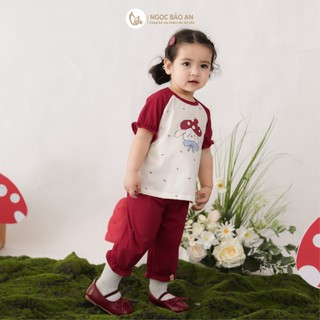 NBAN (6M-6Y) Bộ đồ lửng bé gái Thỏ Mơ, Set áo quần cotton mềm mát cho bé đi học đi chơi-THOMO8.25
