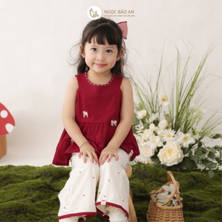 NBAN (6M-6Y) Bộ đồ lửng bé gái Thỏ Mơ, Set áo quần cotton mềm mát cho bé đi học đi chơi-THOMO8.25