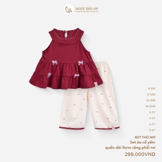 NBAN (6M-6Y) Set đồ bé gái Thỏ Mơ, áo cổ yếm quần dài form rộng mềm mát cho bé-THOMO8.25