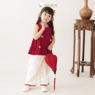 NBAN (6M-6Y) Set đồ bé gái Thỏ Mơ, áo cổ yếm quần dài form rộng mềm mát cho bé-THOMO8.25