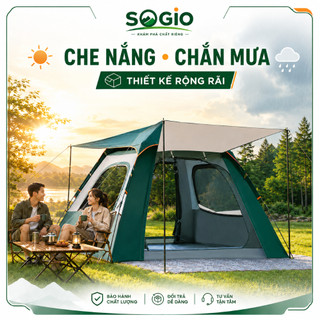 Lều cắm trại 2 lớp tự bung 3 giây, chống thấm PU2000mm, mái che chống UV UPF50+, rộng rãi cho dã ngoại gia đình