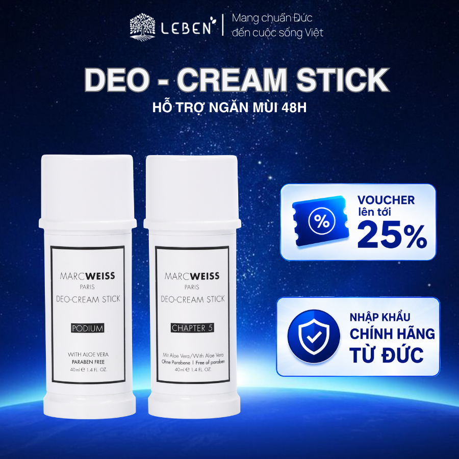Lăn khử mùi 4 trong 1 Deo MarcWeiss dạng kem dưỡng hỗ trợ sáng da ngăn mồ hôi và tích hợp hương nước hoa từ Đức 40ml