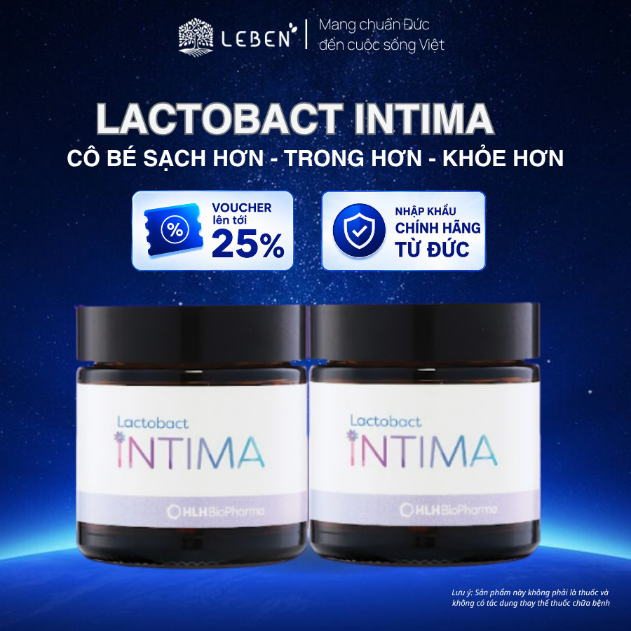 2 Hộp men vi sinh phụ khoa Lactobact Intima chính hãng từ Đức bổ sung lợi khuẩn Cranberry, D-Mannose