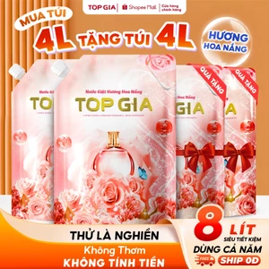 Nước Giặt Xả TopGia Hương Hoa Nắng Ngọt Ngào, An Toàn Lưu Hương Bền Lâu 72H, Túi 2L