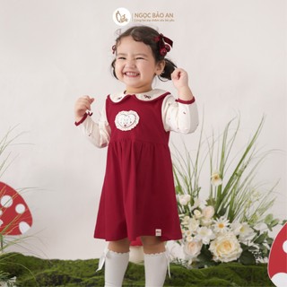 NBAN (6M-6Y) Đầm thời trang bé gái Thỏ Mơ, đầm tay dài dễ thương cho bé mặc đi chơi-THOMO8.25