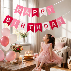 Dây Chữ Happy Birthday, Cờ Đuôi Cá Nhiều Màu, Ép Kim Trang Trí Sinh Nhật, Decor Thôi Nôi, Đầy Tháng