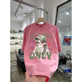 Áo Thun Mùa Hè Hình Cô Gái CG04 Unisex Nam Nữ Form Rộng 100% Cotton Định Lượng 250Gsm