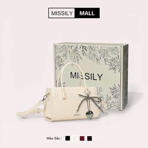 Túi xách nữ, túi đeo chéo, xách tay MISSILY tặng kèm charm nơ ngọc sz 21cm (ms056)