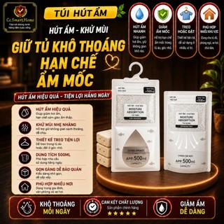 Túi Hút Ẩm Khử Mùi Có Móc Treo 2 Ngăn Siêu Hút Ẩm, Bịch Hút Ẩm Chống Mốc 500ml Chống Nồm Mốc