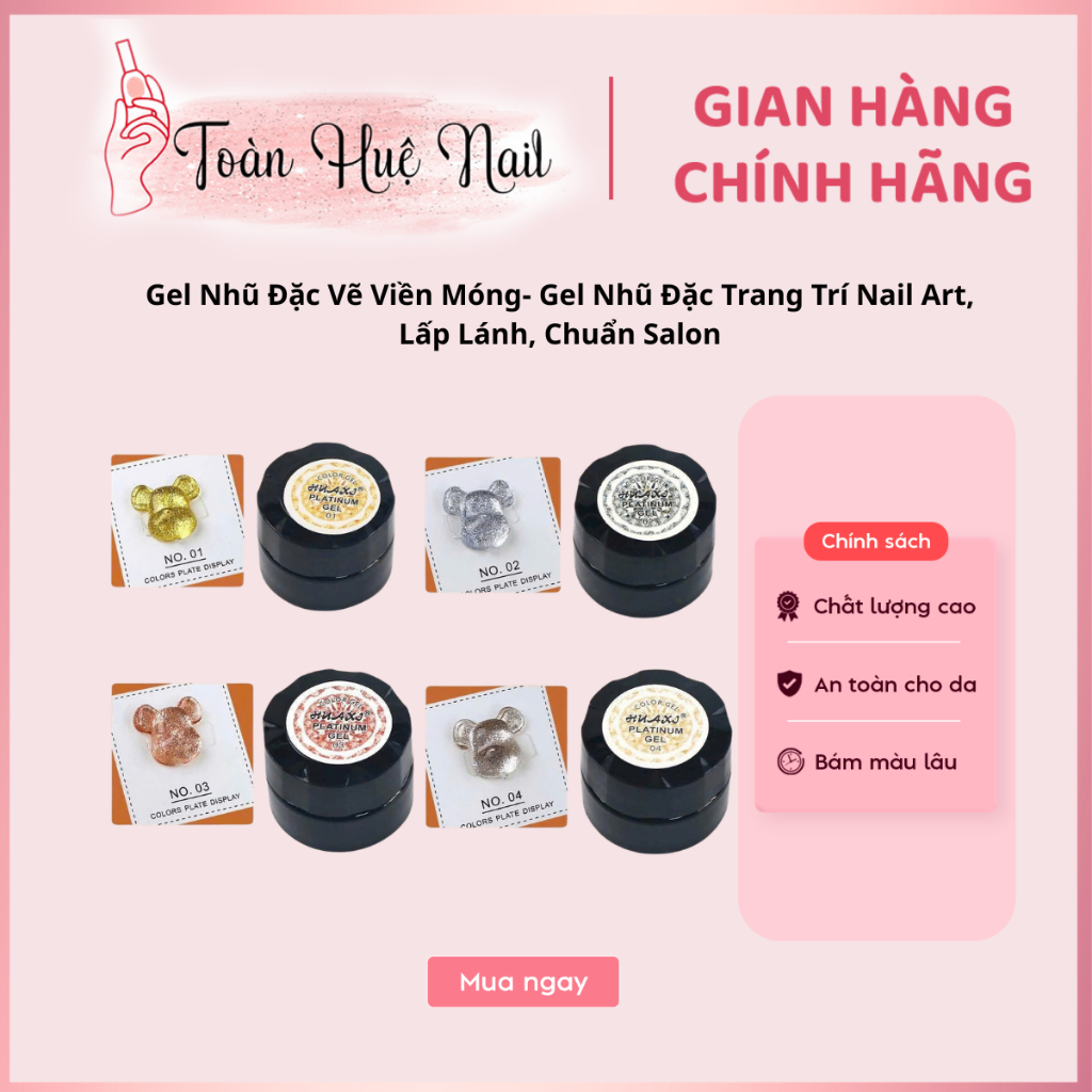 Gel Nhũ Đặc Vẽ Viền Móng- Gel Nhũ Đặc Trang Trí Nail Art, Lấp Lánh, Chuẩn Salon