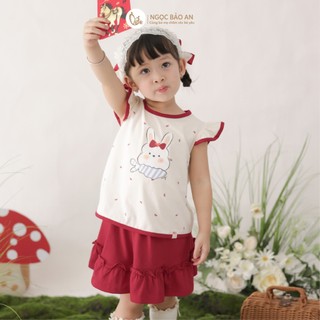 NBAN (6M-6Y) Set váy bé gái Thỏ Mơ, áo cánh tiên phối chân váy mềm mát dễ thương bé đi chơi-THOMO