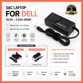 Sạc Laptop APOWER For DELL 19.5V – 3.34A (Đầu Kim Lớn/Đầu Kim Nhỏ) – Cho Inspiron 3421, 3521, N4010
