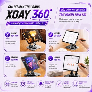COMBO GIÁ ĐỠ ĐIỆN THOẠI, MÁY TÍNH BẢNG, LAPTOP VUASI LÀM BẰNG THÉP CÔNG THÁI HỌC XOAY 360 ĐỘ