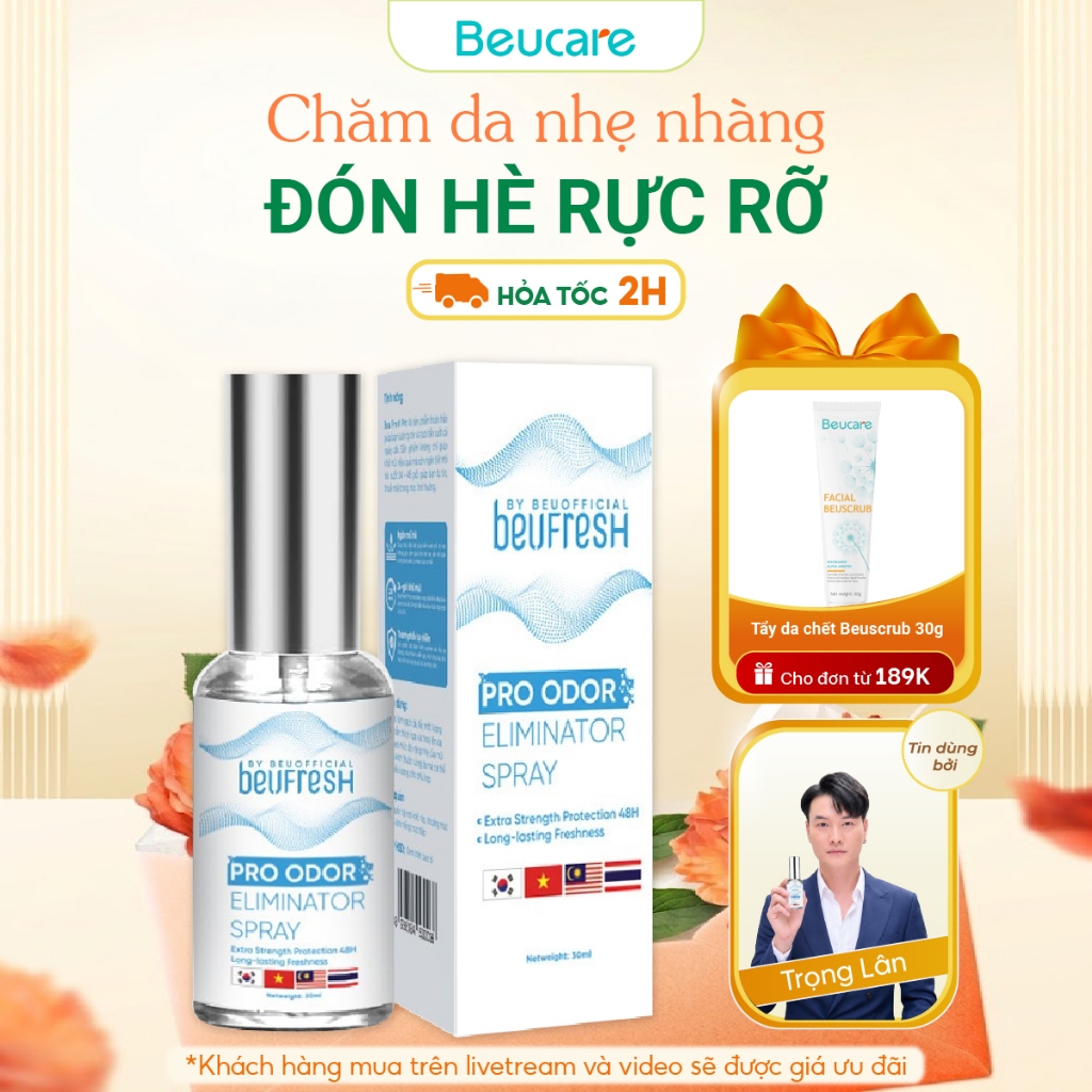 Xịt khử mùi toàn thân, lăn khử mùi BEUFRESH ngăn tiết mồ hôi, hạn chế mùi cơ thể 30ml
