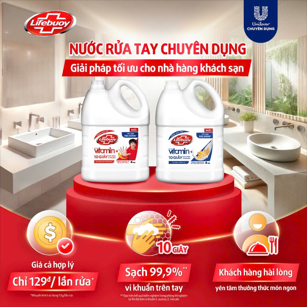 Nước Rửa Tay Lifebuoy Bảo Vệ , Dưỡng Ẩm , Khử Mùi Can 2KG / 4KG Siêu Tiết Kiệm .