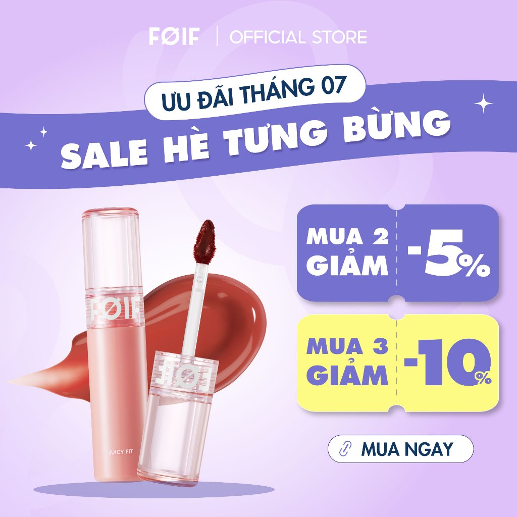 Son Tint Bóng Thuần Chay, Ẩm Mọng, Bền Màu FOIF Juicy Fit Tint 3g